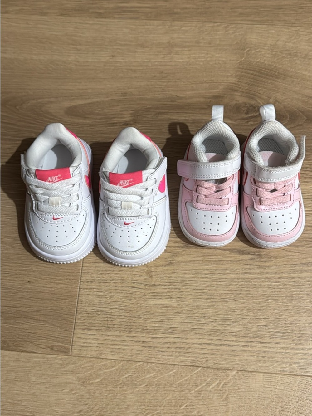 Nike Kids White and Pink Twin Pair Sneakers